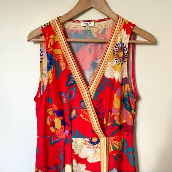 Umgee Floral Faux Wrap Stretchy Dress Size Medium - Picture 3 of 8